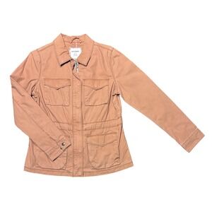 Old Navy Women's Small Utility Jacket Peach Cotton Zip Snap Cargo Pockets‎ Lined